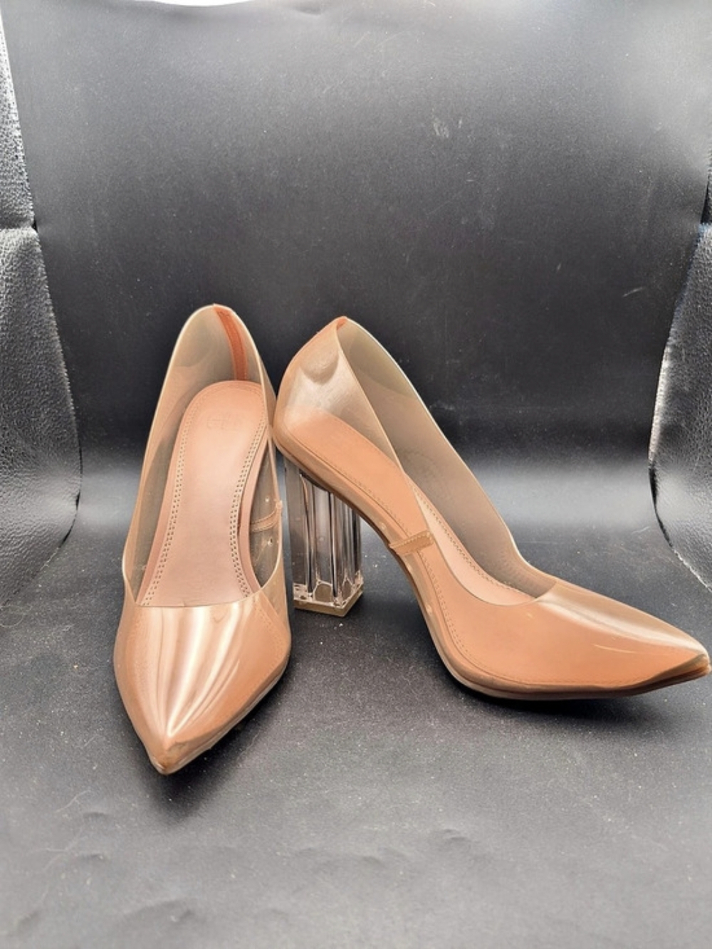 Gianni Bini Pointed-Toe Clear Heel Pumps in Brown US 7.5